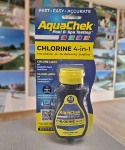 Testeur Aquachek Chlore 4 en 1 Bandelettes Chlore pH Alcalinité Stabilisant